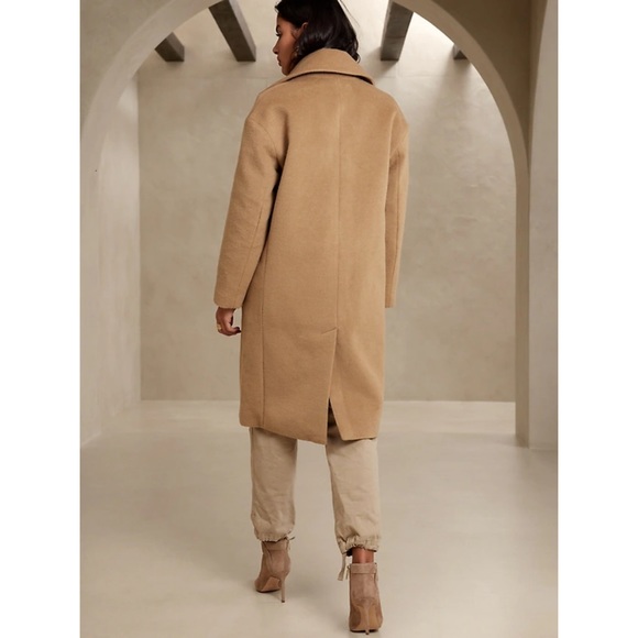 NWT Women’s Banana Republic Classic Sunday Wool Blend Camel/Tan Pea Coat Size M - Picture 6 of 8